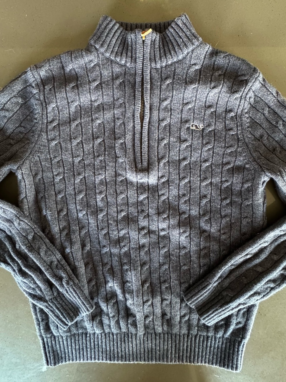 Vineyard Vines Boys Grey Cable-Knit Half-Zip wool Sweater - M (12/14)